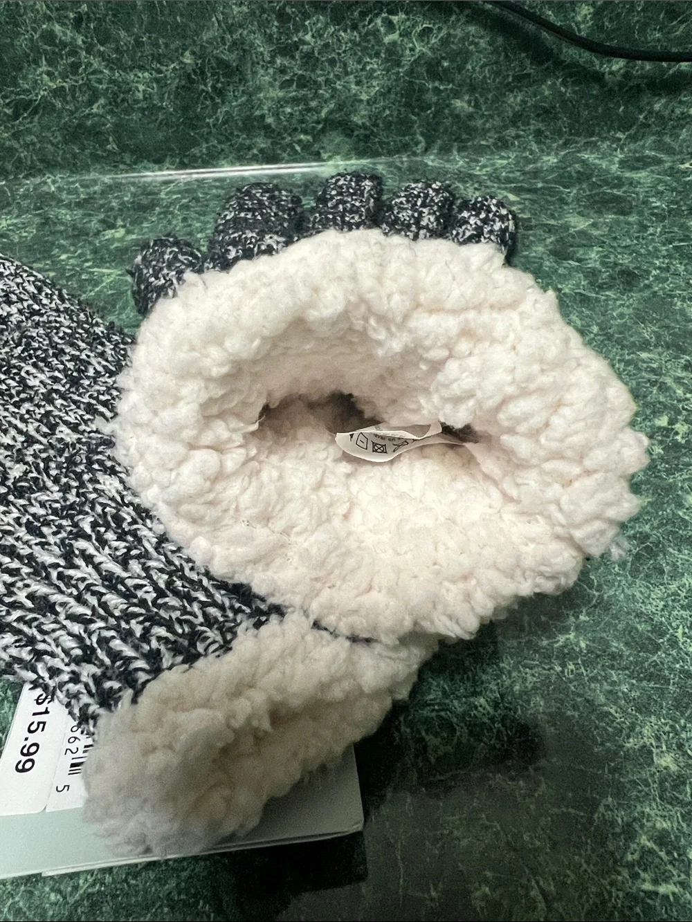 isotoner Black and White Marled Knit Gloves
